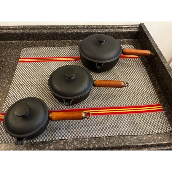 Le Creuset Other - Le Creuset Enzo Mari La Mama Vintage Black Cast Iron Saucepan Set 14 17 20